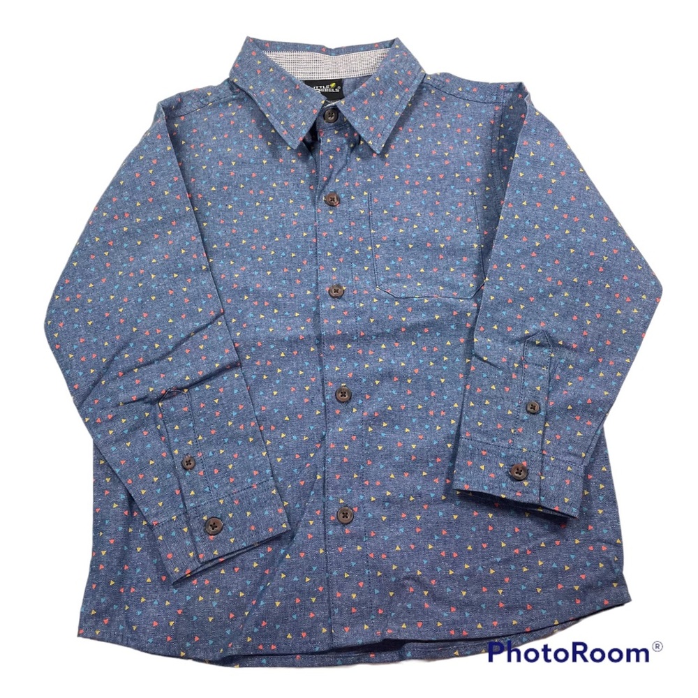 NWOT Little Rebels Printed Chambray Button Down Shirt Size 5